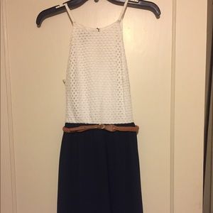 BCX White and Navy Dress